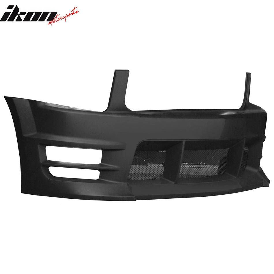 IKON MOTORSPORTS, Front Bumper Cover Compatible With 2005-2009 Ford Mustang, Unpainted PP GT Style Bumper Conversion Guard Protector Bodykit
