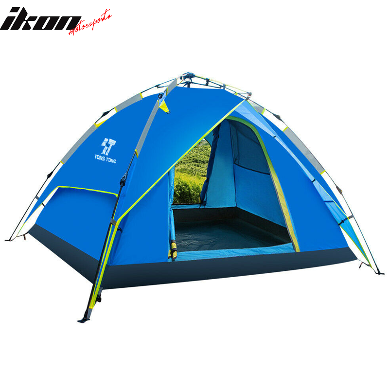 IKON MOTORSPORTS 2-3 Persons Waterproof Automatic Tent UV Protection For Outdoor Camping Hiking Blue
