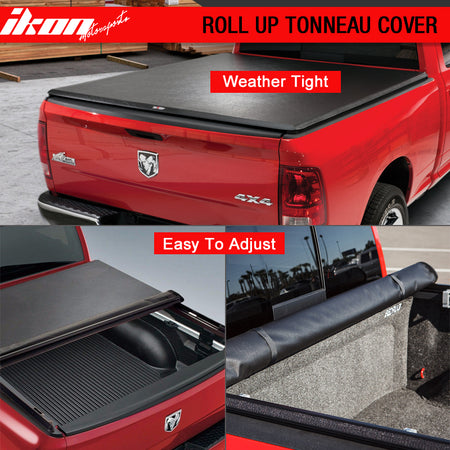 Fits 14-21 Toyota Tundra Roll Up 8FT Long Bed Soft Truck Bed Tonneau Cover