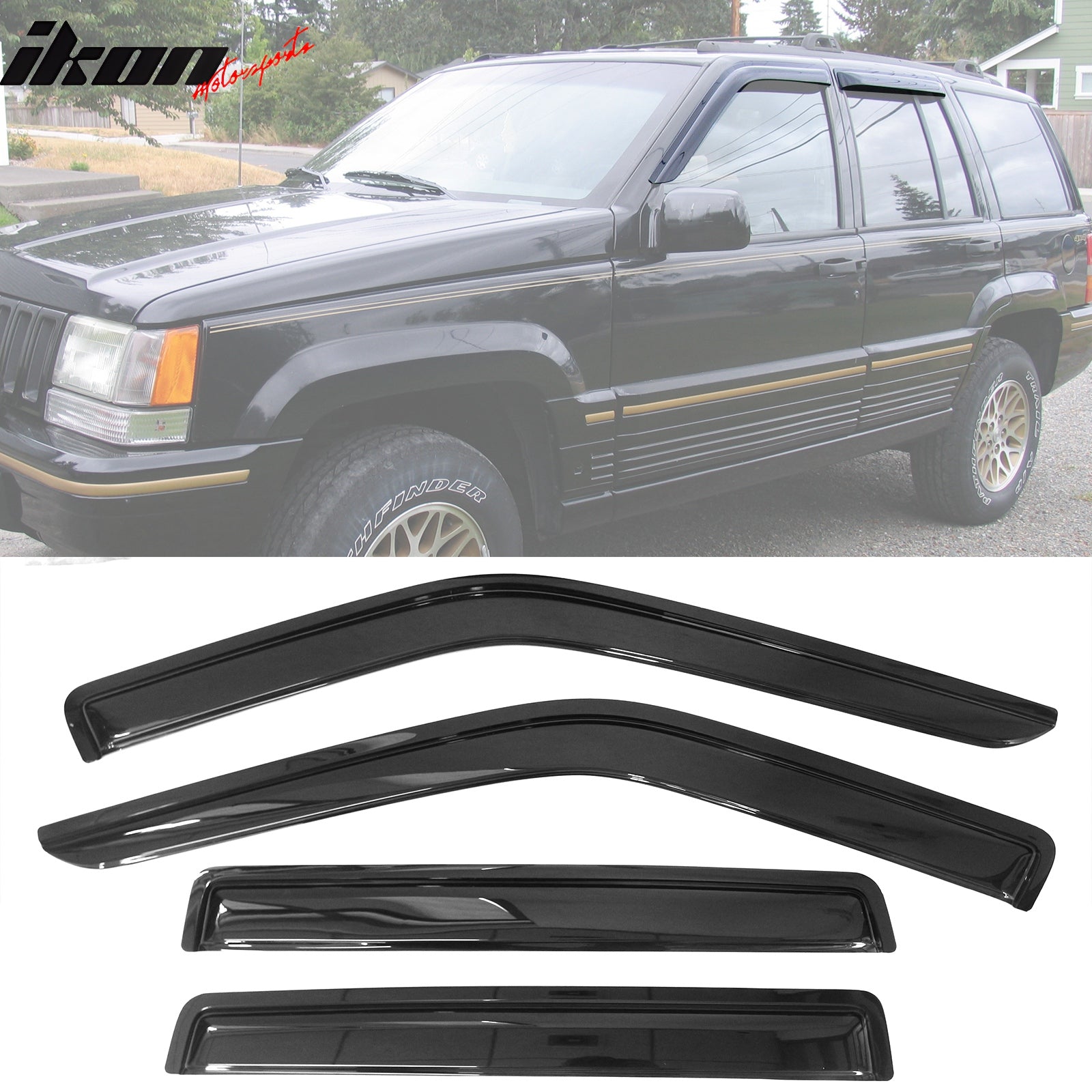 Fits 93-98 Jeep Grand Cherokee Acrylic 4PCS Window Visors Vent