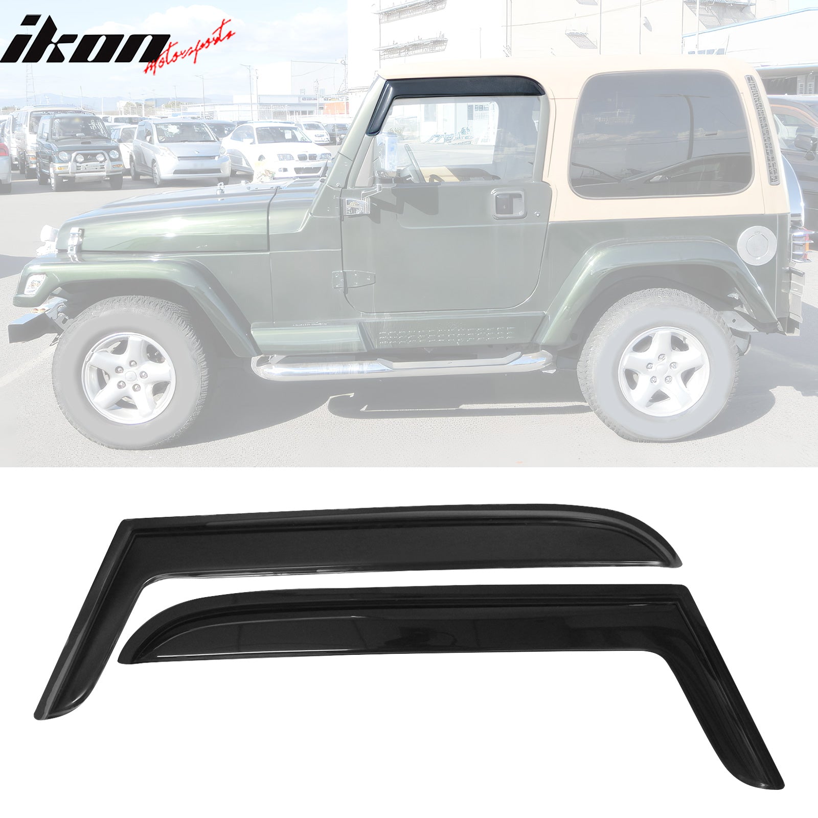 Slim Tinted Window Visors For 2006-2010 Jeep Commander - Tape-On Deflectors, Set Of 4 - View #8