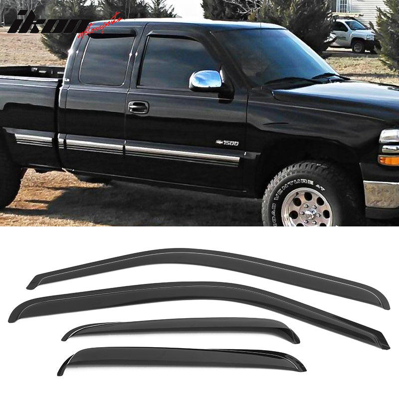 thumbnail image 2 of Dark Smoke Tape-on Window Visors - 4-Piece Set For 1999-2007 Chevy Silverado/GMC Sierra Extended Cab 2 of 10