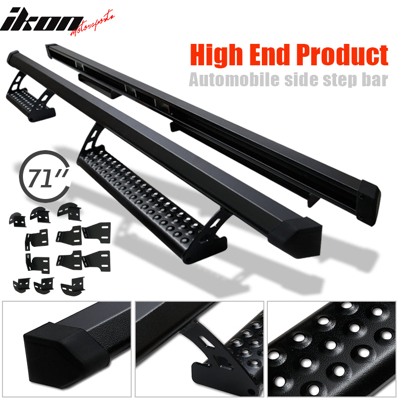 Flat Black Running Boards For 2005-2022 Toyota Tacoma Double Cab – 5” Wide, Stainless Steel