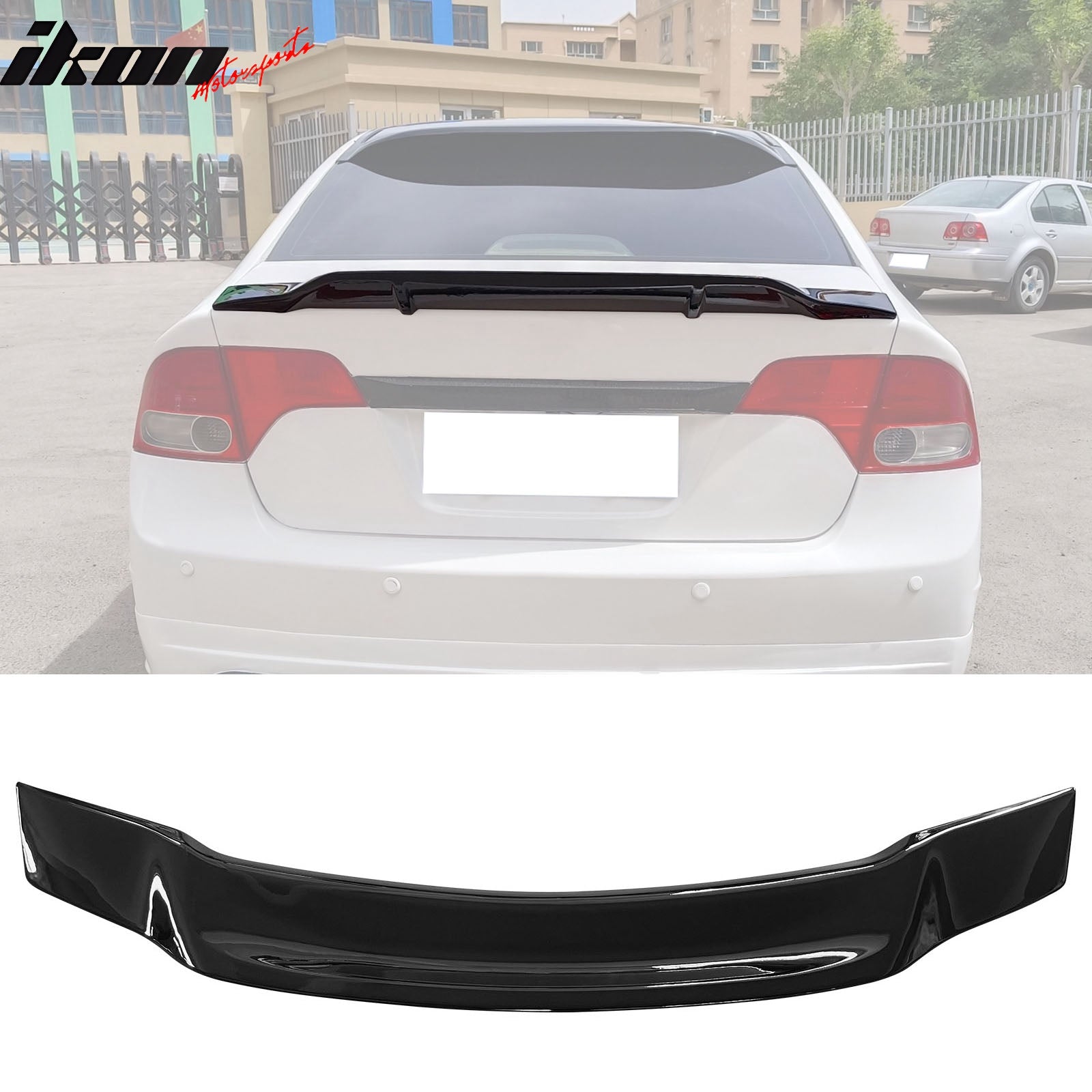 For 06-11 Honda Civic 8th Gen Trunk Spoiler R Style ABS Wing Gloss  2006-2011 Honda 8-generation Civic Roof Wing PG Style Gloss Black Spoiler main image 1