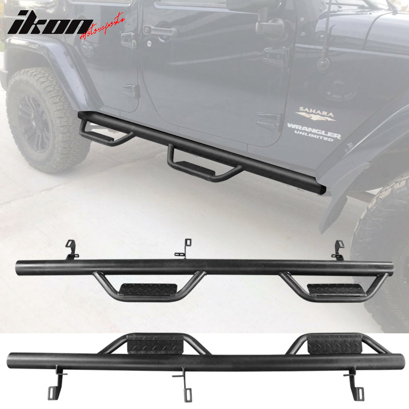 Fits 07-18 Jeep Wrangler JK 4Dr 2PCS Side Step Armor Nerf Bars