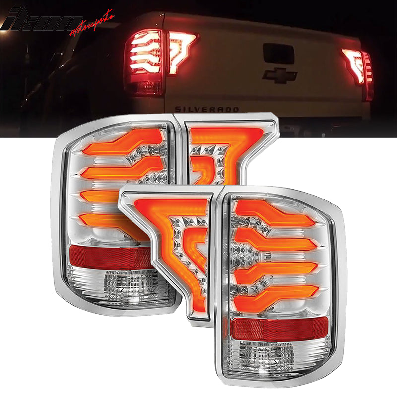 Transmotor Tail Light Assembly For 2014-2019 Chevy Silverado 1500/2500/3500 HD – Smoked Lens, Halogen, Pair (Left+Right)