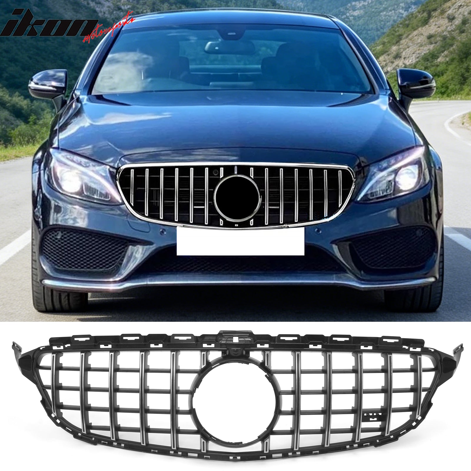 Car Grill for 15-18 Benz W205 C-Class | GT Chrome ABS – Ikon