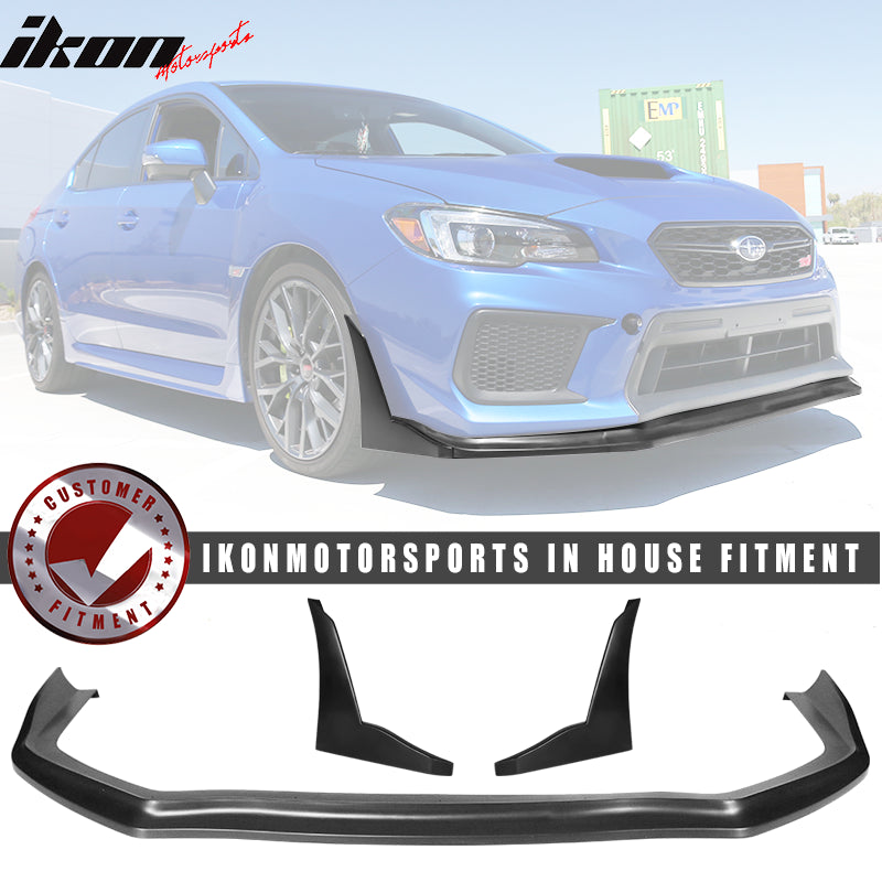 CS-Style Front Bumper Splitter Lip For 2015-2021 Subaru WRX STI – Painted Black, 3-Piece Spoiler Kit