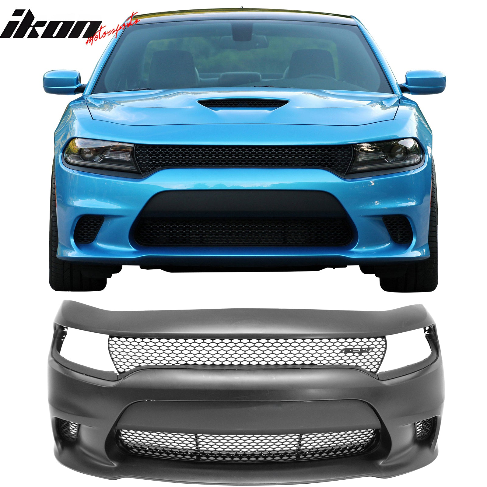 Dodge Charger SRT HELLCATフェイス フロントバンパー Fits 15-23 Dodge Charger SRT Hellcat Style Front Bumper Cover W