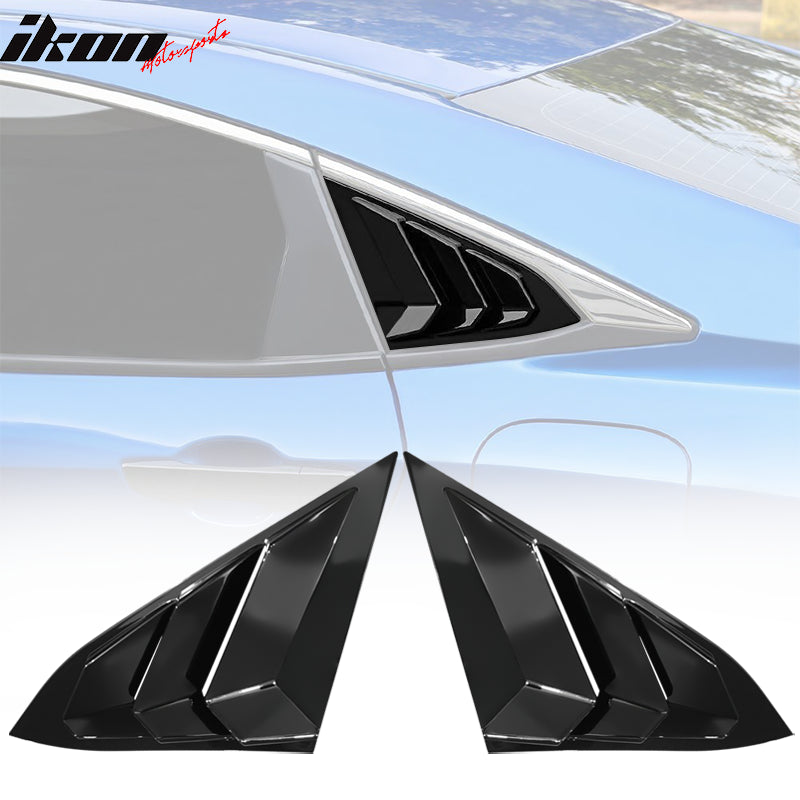 For Honda Civic 10th Gen 2016-2021 Sedan Rear Side Window Louvers Air Vent Scoop Shades Cover Trim Blinds Carbon Car Accessories