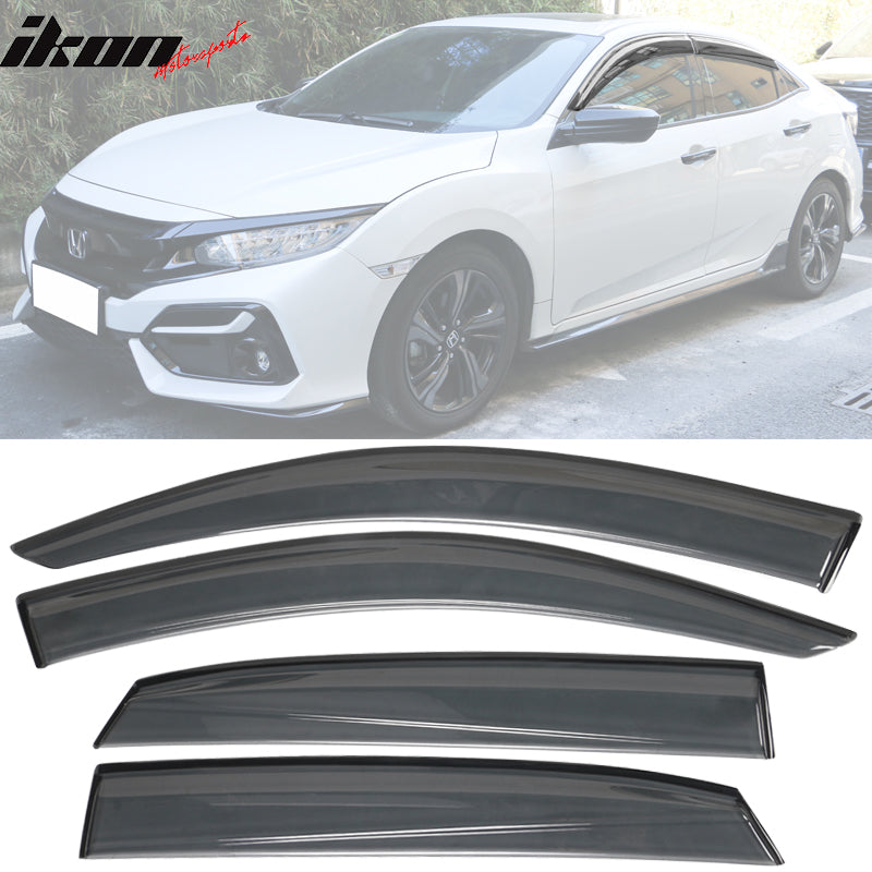thumbnail image 2 of Sleek Mugen Style Window Visors For 2016-2020 Honda Civic Sedan – 4Pc Gloss Black Rain Guards 2 of 3