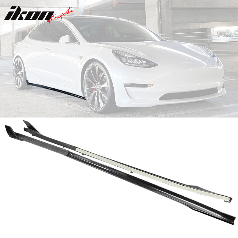 Fits 17-25 Tesla Model 3 V Style Side Skirts Extension Lip Rocker