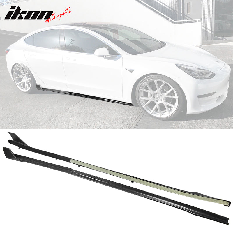 Left Driver Side Lower Rocker Panel Cover For Tesla Model 3 2017-2025 - Black Matte Plastic Direct Replacement