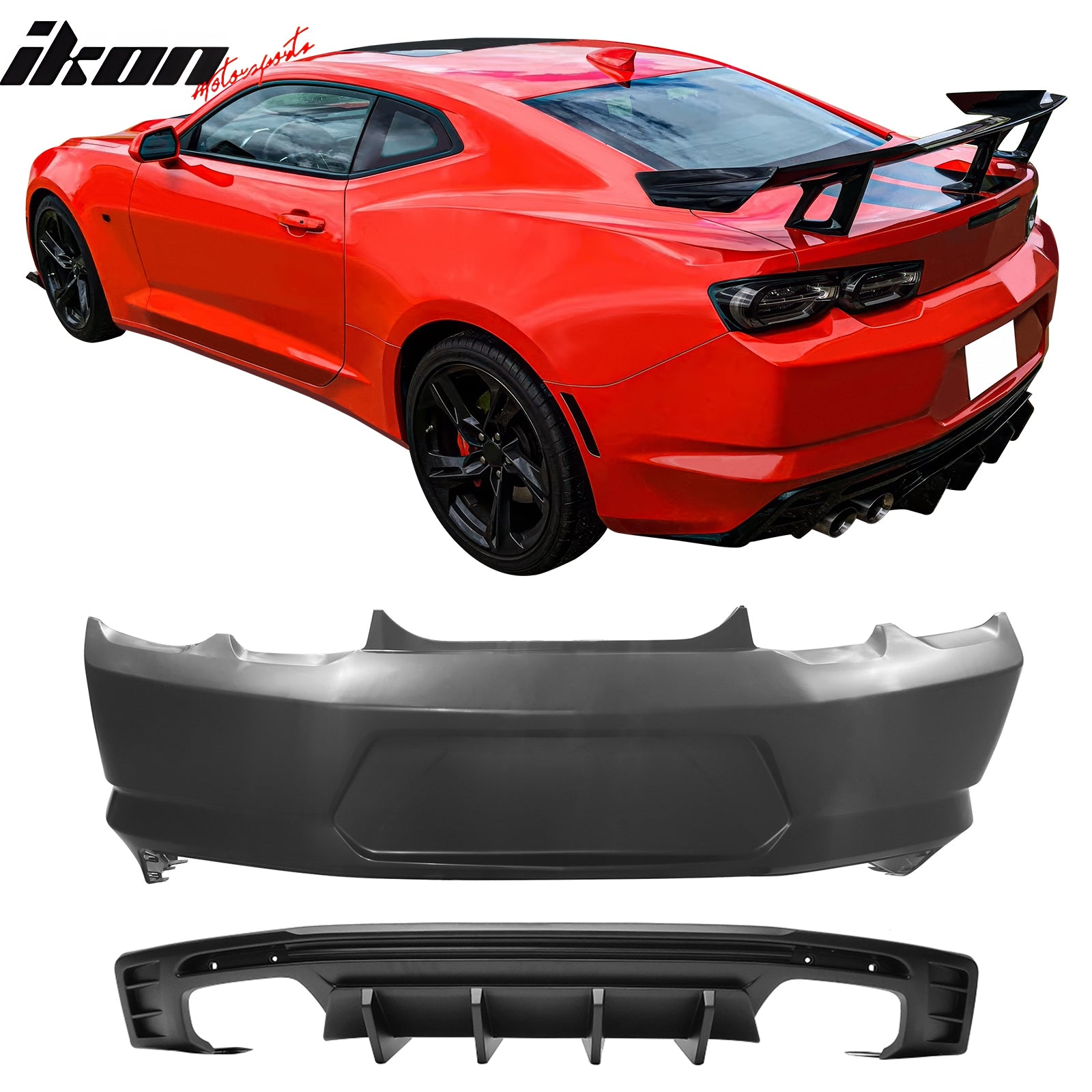 Fits 19-24 Chevy Camaro LT/LS/SS/ZL1 OE Rear Bumper Cover + IKON Matte