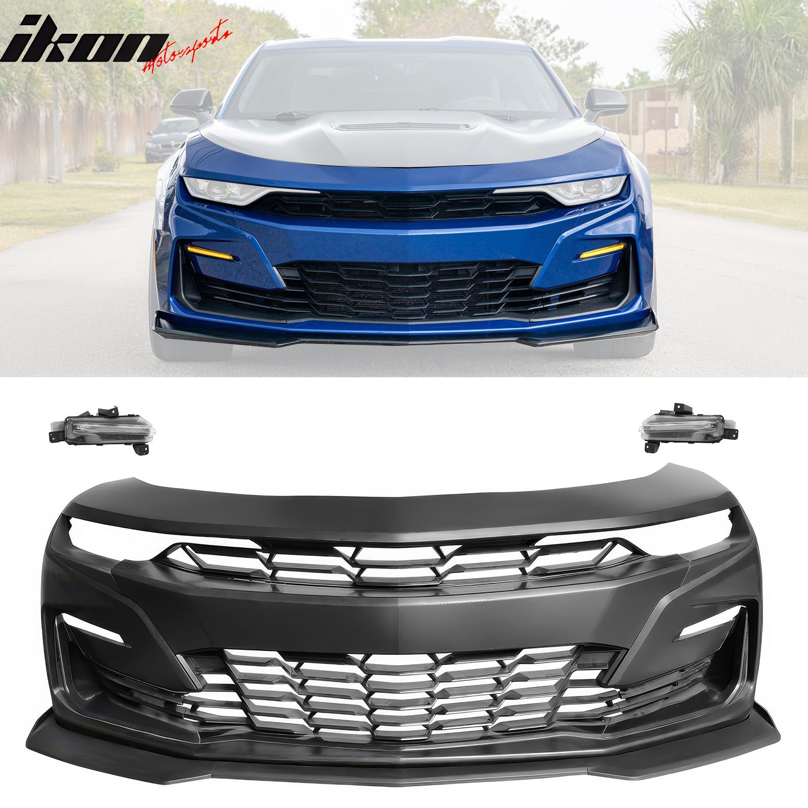 Fits 19-24 Camaro SS PP Front Bumper Cover + LED DRL Turn Signal Matte
