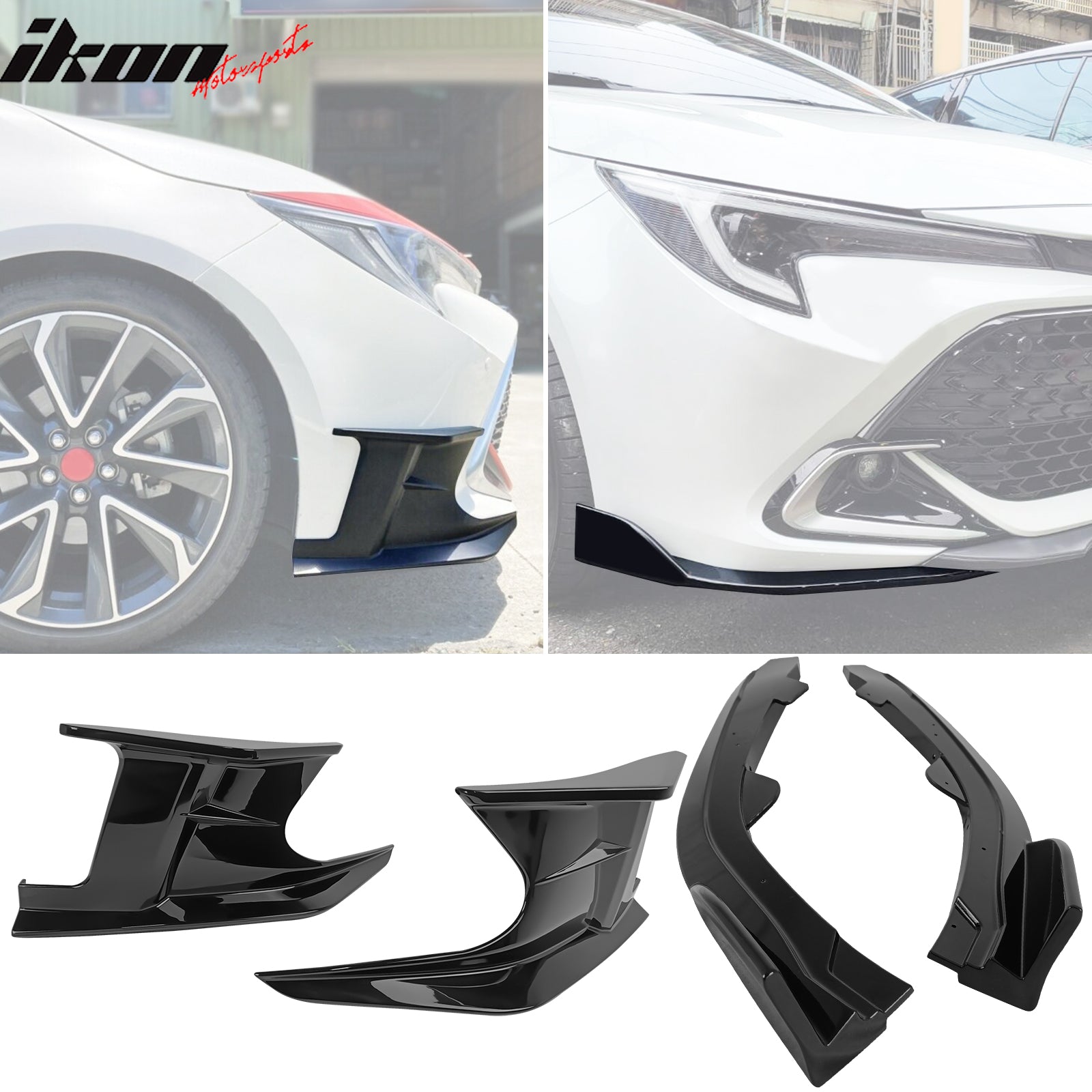 Fits 19-25 Toyota Corolla E210 Gloss Black Front Bumper Splitters