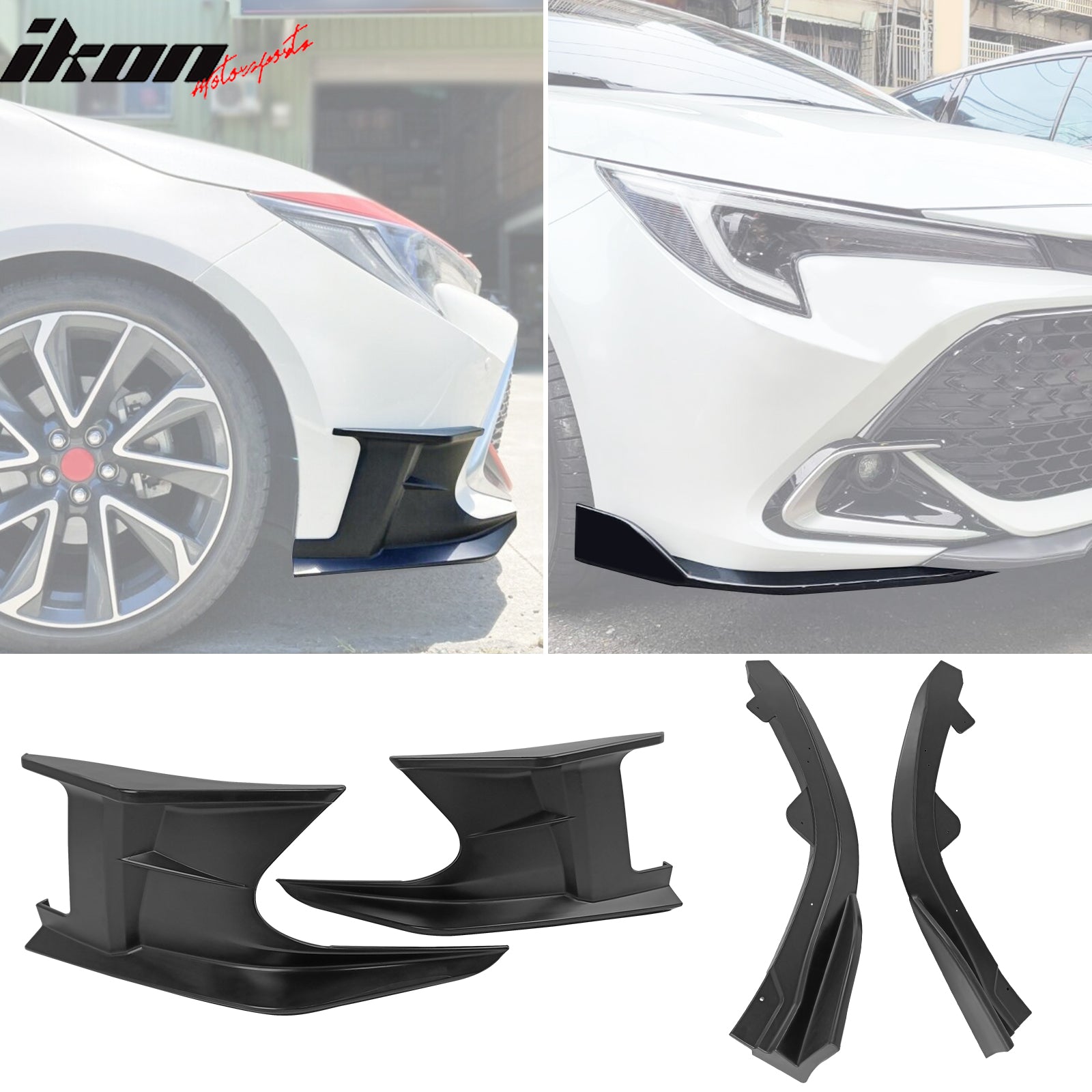 Fits 19-25 Toyota Corolla E210 Matte Black Front Bumper Splitters