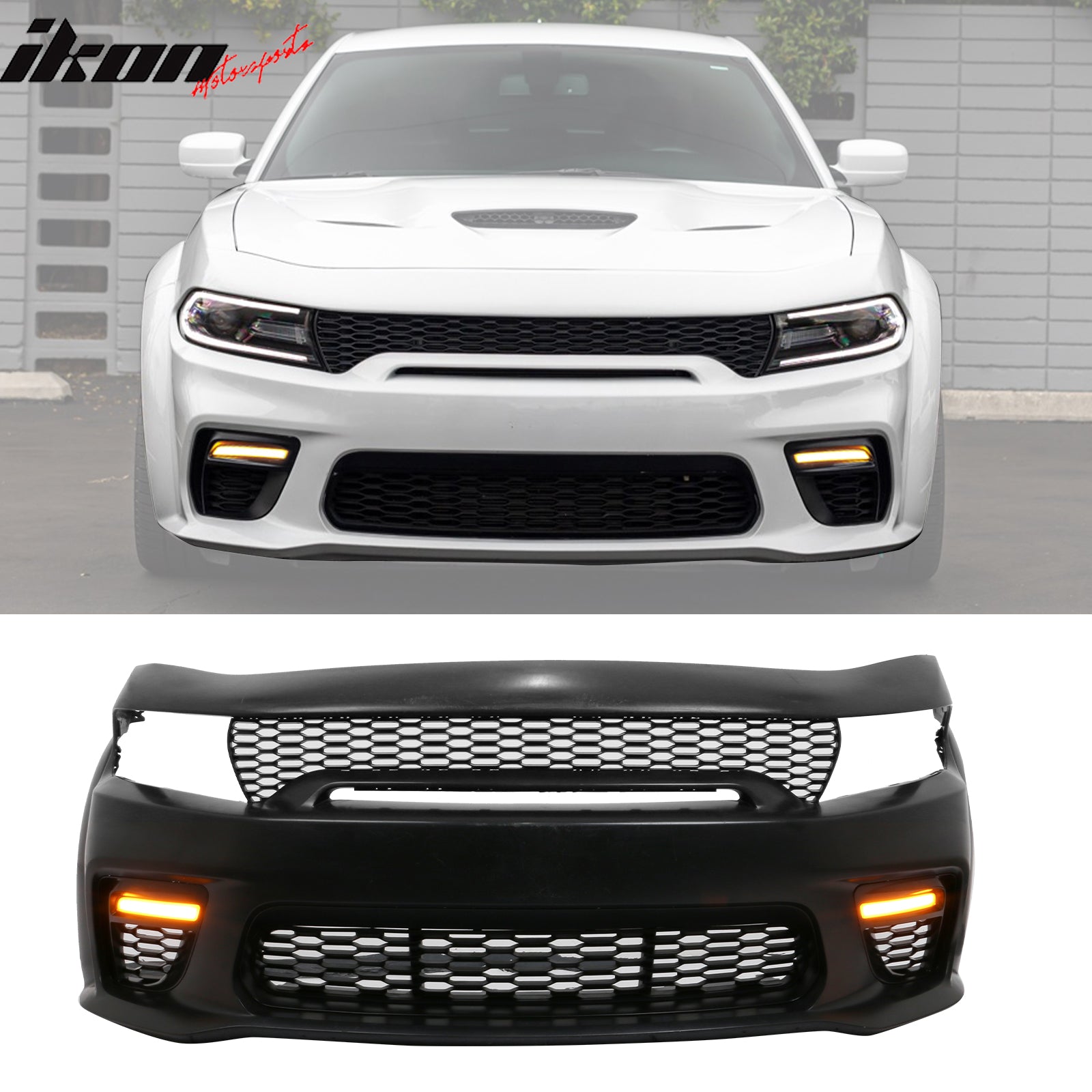IKON MOTORSPORTS、フロントバンパーカバー、グリル付き、2020 IKON MOTORSPORTS、フロントバンパーカバー、グリル付き、2020