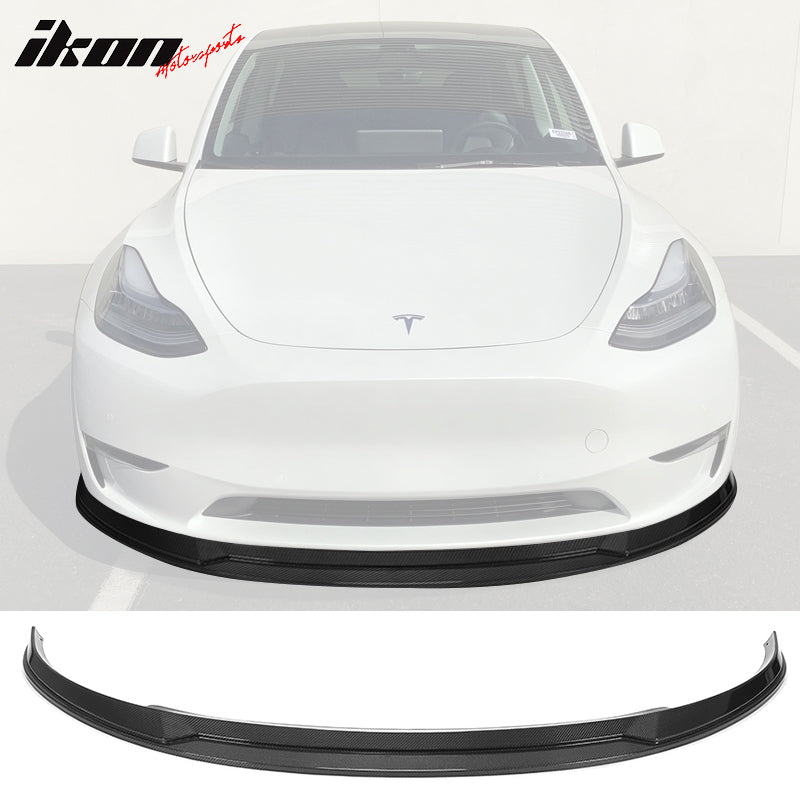 Gray Tesla Model Y - Front Lip Spoiler And UP-03 Forged Wheels In Satin Titanium - View #2