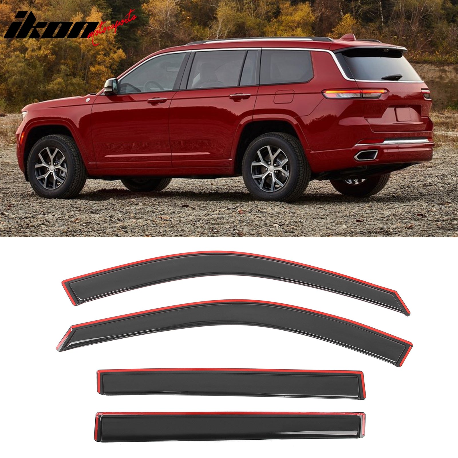 thumbnail image 2 of WellVisors Window Visors For 2011-2022 Jeep Grand Cherokee WK – Smoke Polycarbonate Side Deflectors 2 of 4