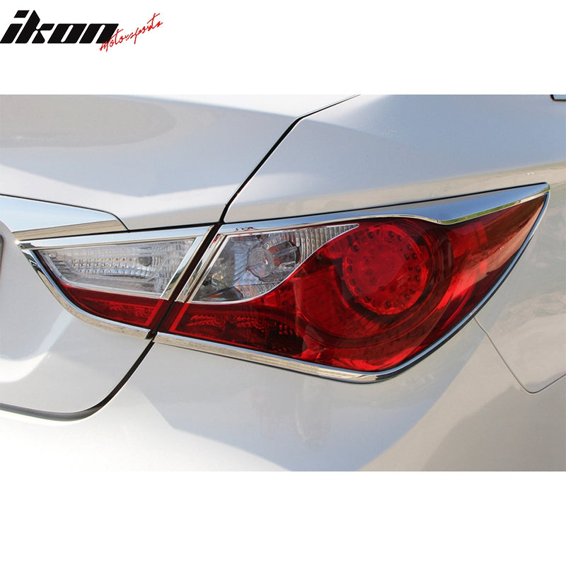 2011-2014 Hyundai Sonata Chrome 4PCS Rear Tail Lights Bezel Covers ABS