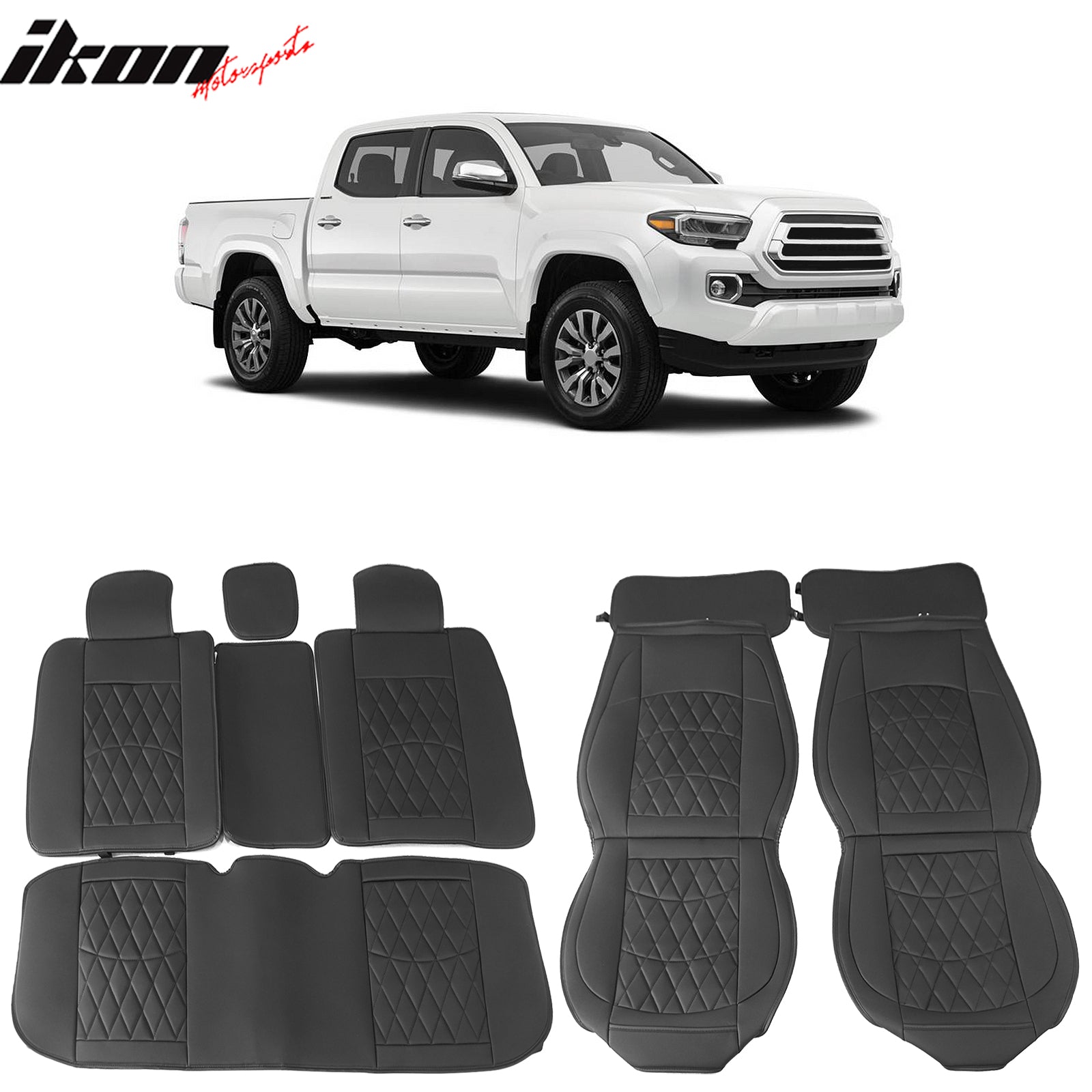 IKON MOTORSPORTS, Full Set Car Seat Covers Compatible with 2005-2023 ...