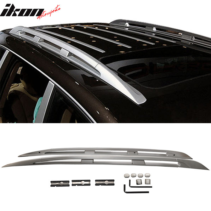 Roof Rack Compatible With 2003-2010 Porsche Cayenne, Rail Mount Aluminum Roof Rack Cross Bar 2PC Pair by IKON MOTORSPORTS, 2004 2005 2006 2007 2008 2009