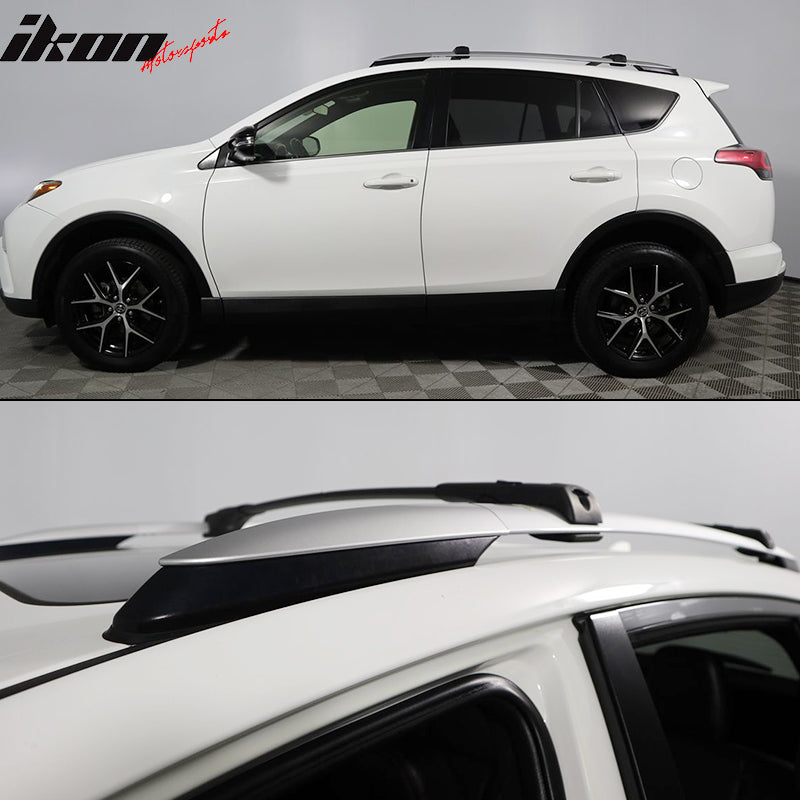 Roof Rack Compatible With 2013-2018 Toyota RAV4, Factory Style Roof Rack Cross Bar Side Rail Silver by IKON MOTORSPORTS, 2014 2015 2016