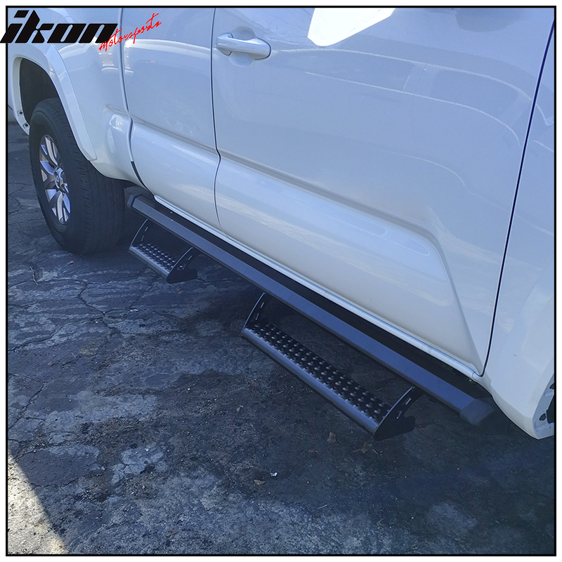 IKON MOTORSPORTS, Side Step Bar Compatible With 2005-2022 Toyota Tacoma Access Cab, Running Boards Nerf Bars Left Right Side Kit Steel