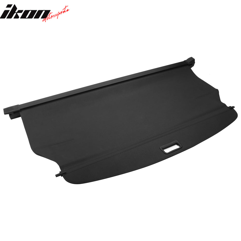 IKON MOTORSPORTS, Cargo Cover Compatible With 2021-2024 Jeep Grand Cherokee L 7 Seats 3 Row, OEM Style PVC & Aluminum Rod Black Security Rear Trunk Cover Security Retractable Shield