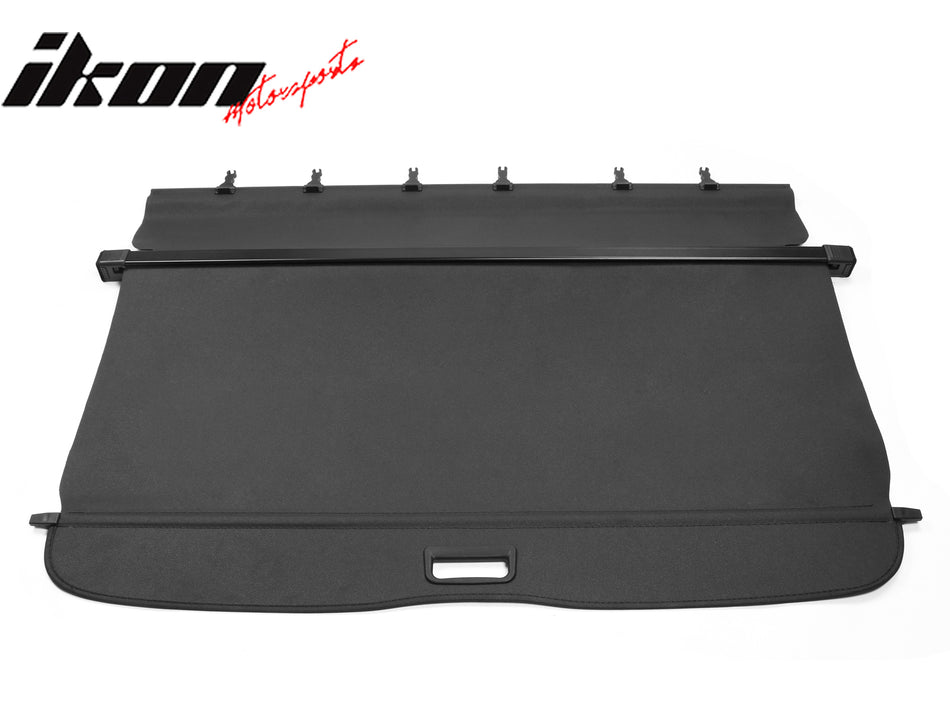IKON MOTORSPORTS, Cargo Cover Compatible With 2014-2018 Subaru Forester (Only Fit Manual Rear Gate), PVC & Aluminum Rod Black Security Rear Trunk Cover Security Retractable Shield, 2015 2016 2017