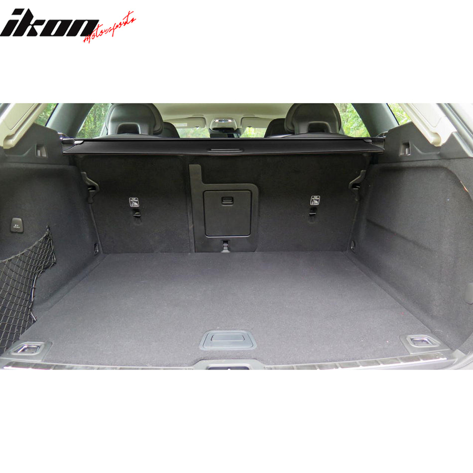 IKON MOTORSPORTS, Cargo Cover Compatible With 2018-2024 Volvo XC60 4-Door, PVC & Aluminum Rod Black Security Rear Trunk Cover Security Retractable Shield, 2019 2020 2021