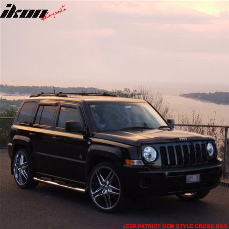 Cross Bars Compatible With 2007-2017 JEEP PATRIOT, Factory Style Aluminum Roof Top Bar Luggage Carrier by IKON MOTORSPORTS, 2008 2009 2010 2011 2012 2013 2014 2015 2016