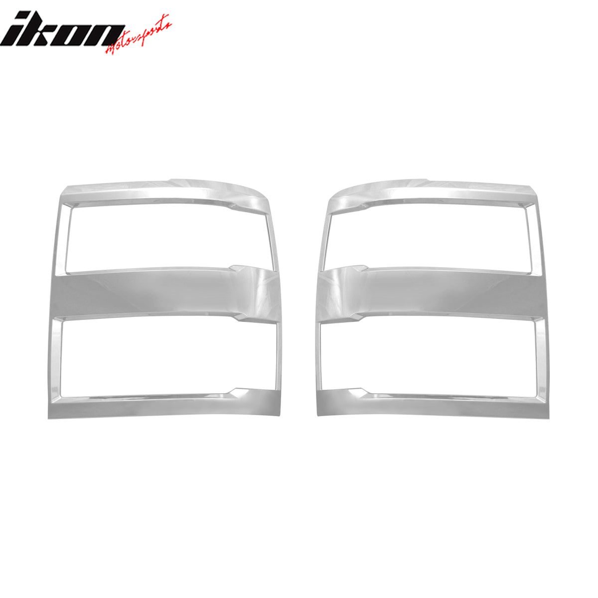 IKON MOTORSPORTS, Headlight Bezel Compatible with 2014-2015 Chevrolet Silverado 1500, Chrome ABS Front Head Lights Lamps Exterior Cover Frames Accessories Pair