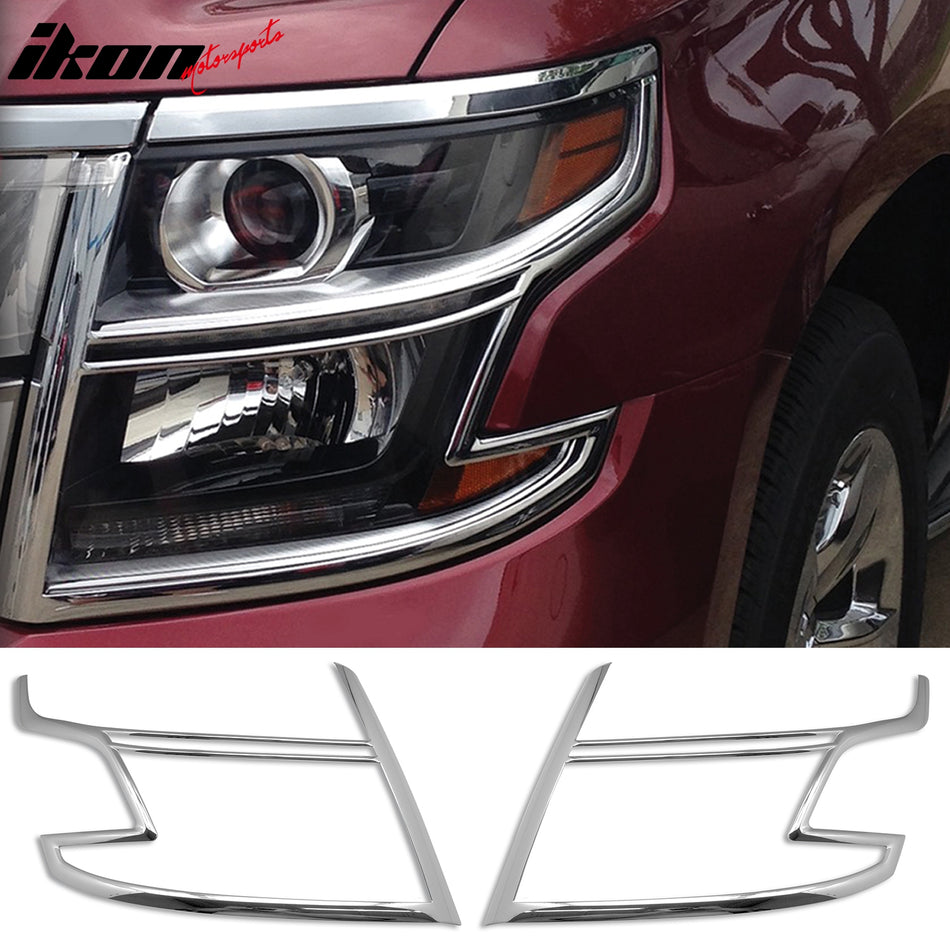 2015-2020 Chevrolet Suburban Headlight Bezels Cover Trims Chrome ABS