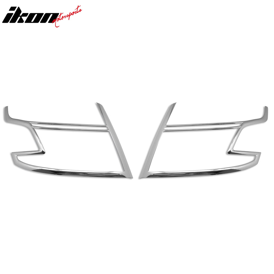 IKON MOTORSPORTS, Headlight Bezel Compatible with 2015-2020 Chevrolet Suburban, Chrome ABS Front Head Lights Lamps Exterior Cover Frames Accessories Pair