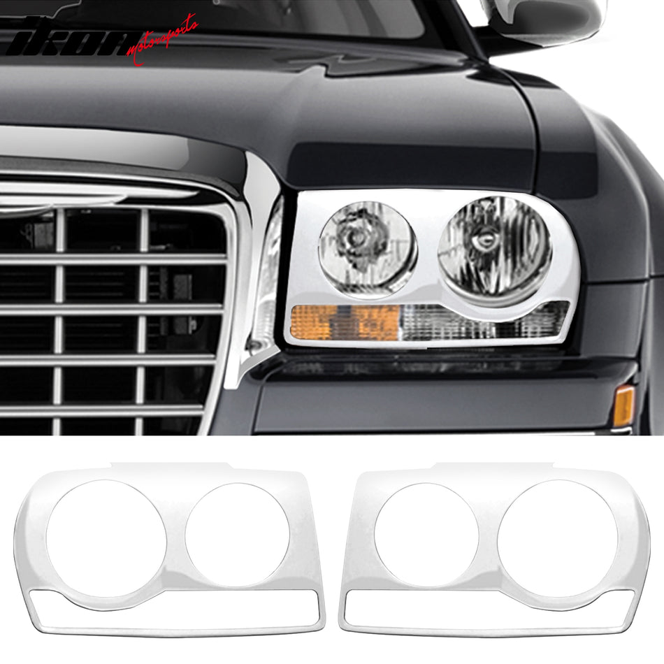 2005-2010 Chrysler 300 Headlight Bezels Cover Chrome Stainless Steel