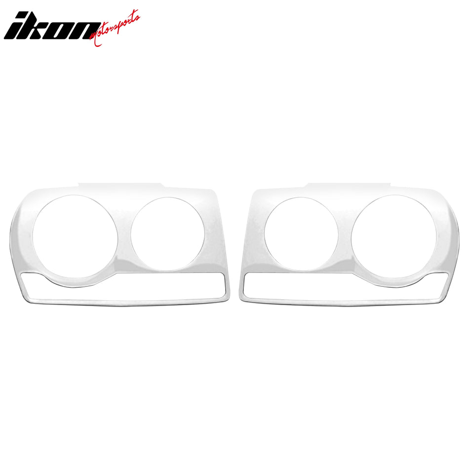 IKON MOTORSPORTS, Headlight Bezel Compatible with 2005-2010 Chrysler 300, Chrome Stainless Steel Front Head Lights Lamps Exterior Cover Frames Accessories Pair