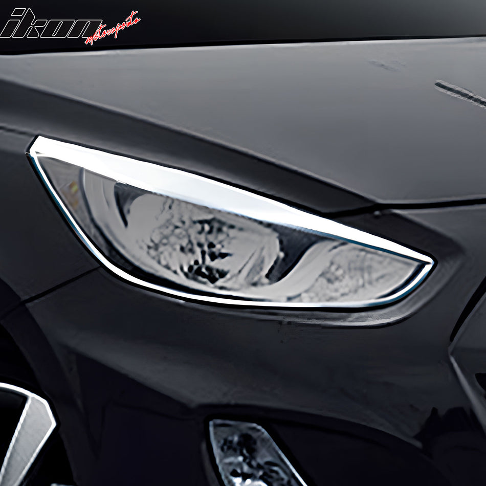 2012-2013 Hyundai Accent 4/5 Door Headlight Bezels Cover Chrome ABS