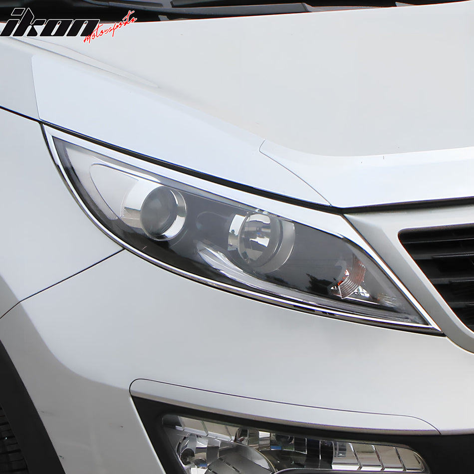 2011-2013 Kia Sportage 2PCS Headlight Bezels Cover Trims Chrome ABS