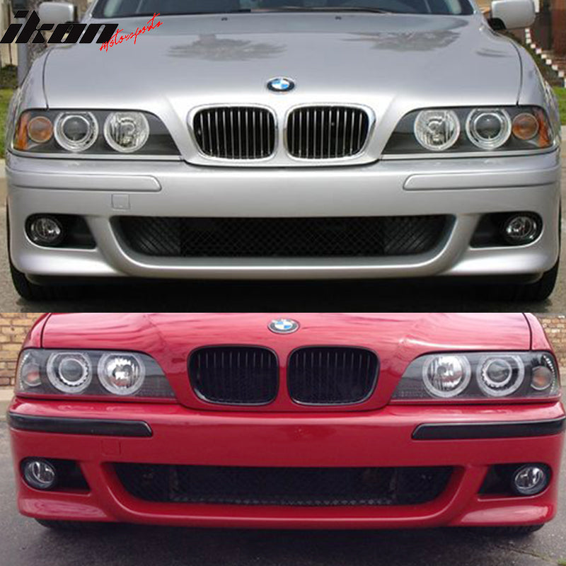 Front Bumper Cover Compatible With 1996-2003 BMW E39, 5 Series 525i 530i 540i M5 PP Front Bumper Conversion Guard Without Lamp by IKON MOTORSPORTS, 1997 1998 1999 2000 2001 2002