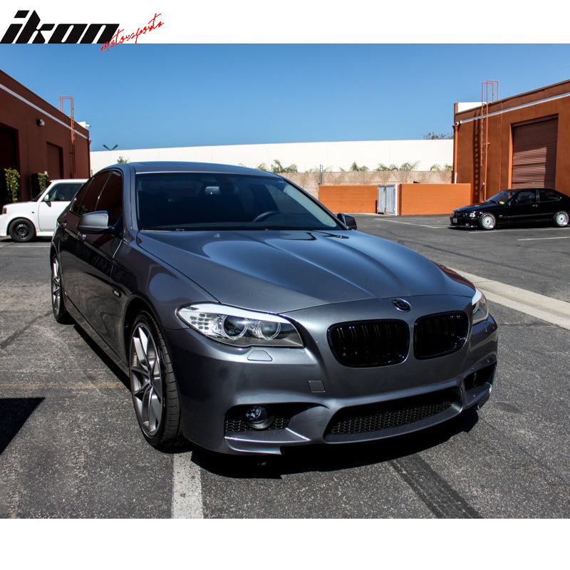 IKON MOTORSPORTS, Front Bumper Compatible With 2014-2016 BMW F10 LCI, M5 Style Front Bumper Conversion Kits W/ Fog Light Cover