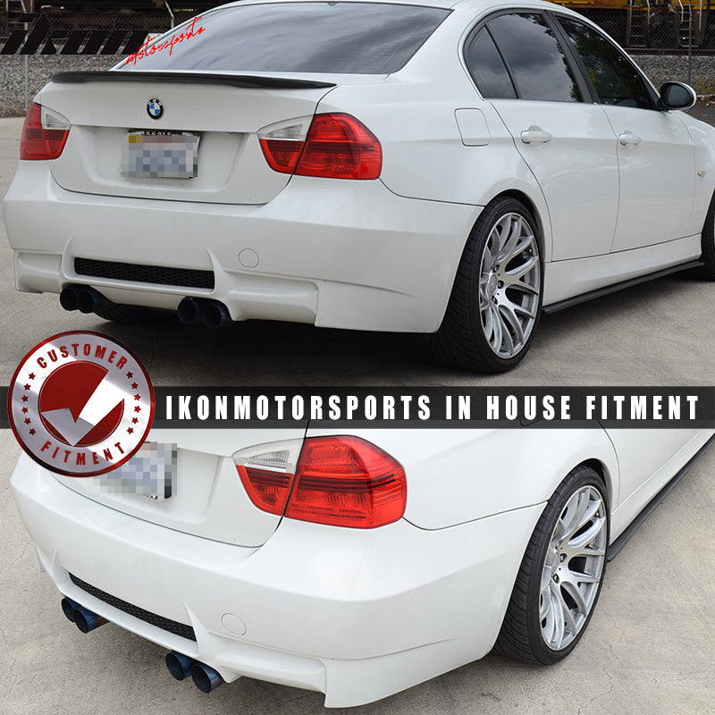 Rear Bumper Cover Compatible With 2006-2011 BMW E90, 3-Series M3 PP Rear Bumper Conversion Diffuser Dual Twin Muffler Outlets by IKON MOTORSPORTS, 2007 2008 2009 2010