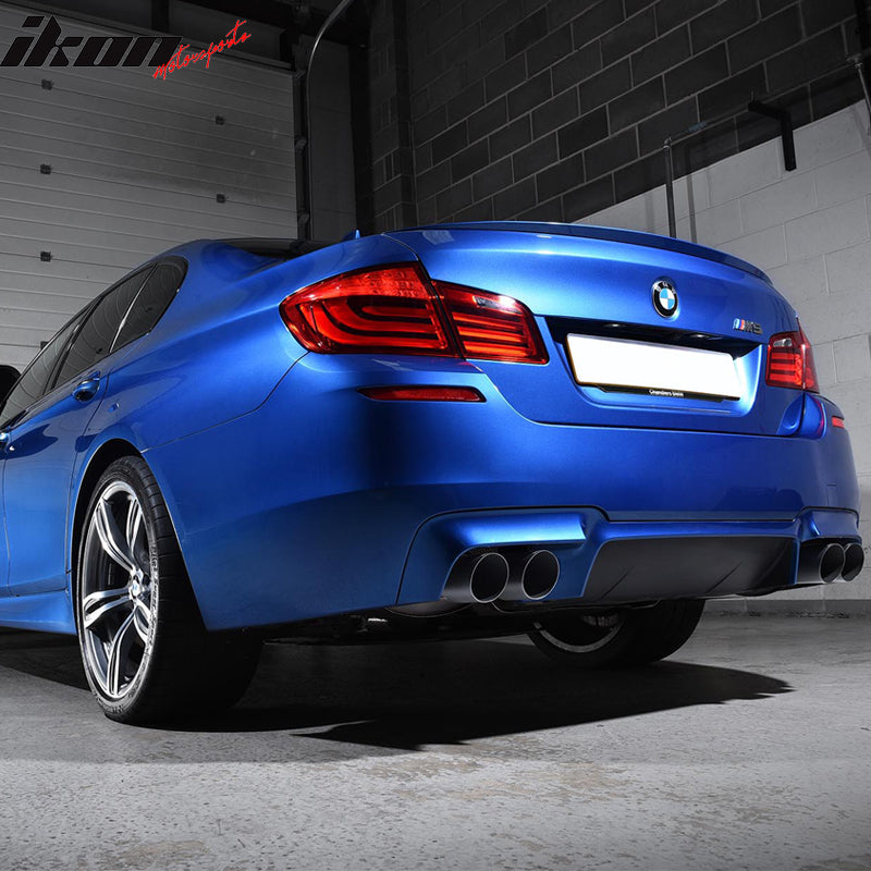 Rear Bumper Compatible With 2011-2016 BMW F10, M5 Style Rear Bumper Conversion W/ Twin Outlet Kits By IKON MOTORSPORTS
