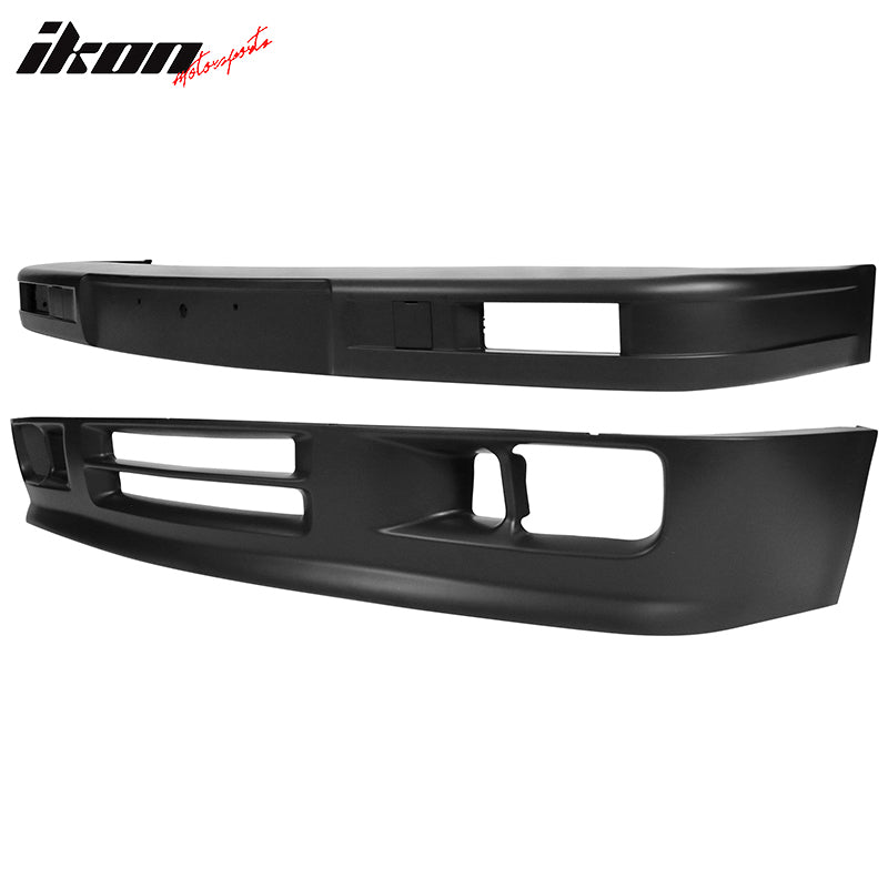 IKON MOTORSPORTS, Front Bumper Cover Compatible With 1984-1992 BMW E30 3 Series, Unpainted M Tech Style PP Upper & Lower Front Bumper Conversion Replacement, 1985 1986 1987 1988 1989 1990 1991