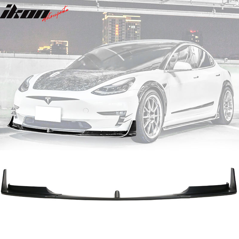 2017-2023 Tesla Model 3 V Style Matte Black Front Bumper Lip 5PC PP
