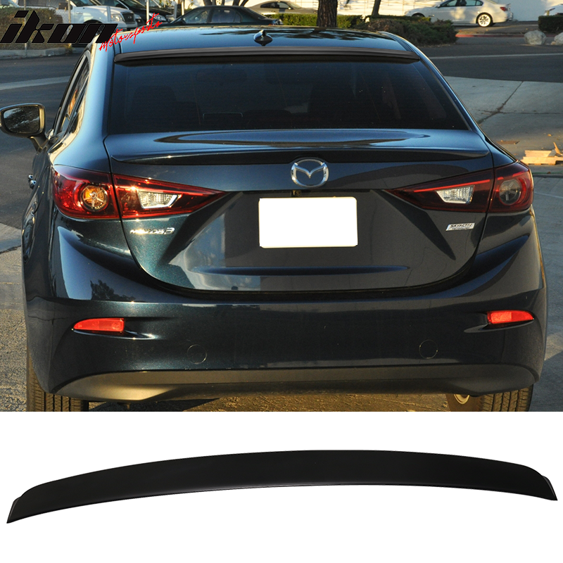 2014-2018 Mazda 3 Sedan Unpainted Black Rear Roof Spoiler Wing ABS