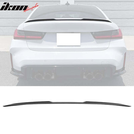IKON MOTORSPORTS, Trunk Spoiler Compatible With 2019-2023 BMW G20 3-Series, 2021-2023 BMW G80 M3, M3 Style Rear Tail Spoiler Wing Lip Added on Bodykit, 2020 2022