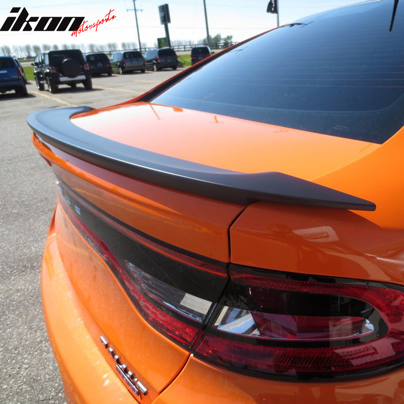 Trunk Spoiler Compatible With 2013-2016 Dodge Dart, Factory Style ABS Unpainted Black Trunk Boot Lip Spoiler Wing Deck Lid Other Color Available By IKON MOTORSPORTS, 2014 2015