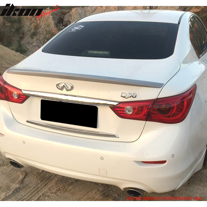 Pre-Painted Trunk Spoiler Compatible With 2014-2024 Infiniti Q50, Painted #KH3 Black Obsidian Rear Spoiler Wing by IKON MOTORSPORTS, 2015 2016 2017 2018 2019 2020 2021